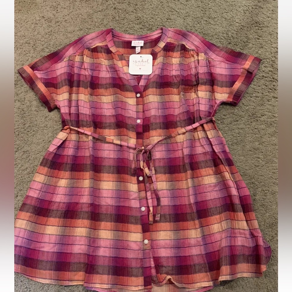 NWT Isabel Maternity Plaid Blouse XXL